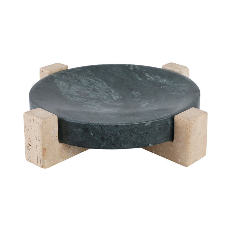 12 Archer Small Green Marble And Travertine Tray