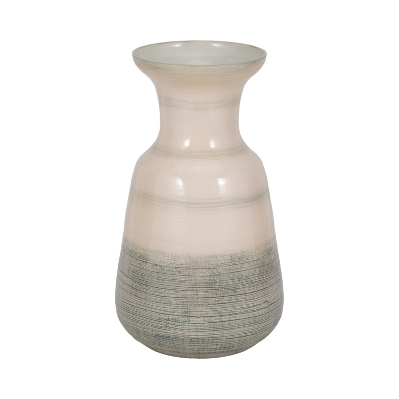 Glass, 14 2-toned Enamel Vase, White