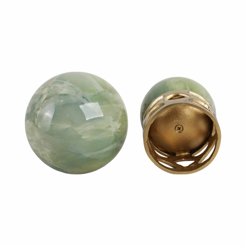 S/2 7/8 Anoka Green Marbled Sphere Statuary