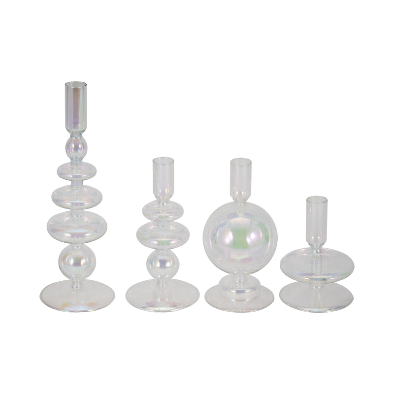 7 Glass Bubble Taper Candle Holder, Luster