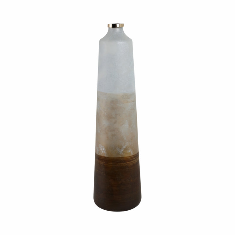 31 Gold Ombre Floor Vase, White/gold