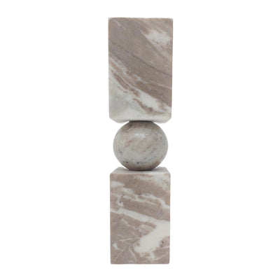 12x3 Chunky Marble Taper Holder, Tan Multi