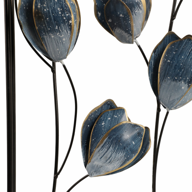 S/2 32 Blooming Flowers Metal Wall Panels, Blue/b