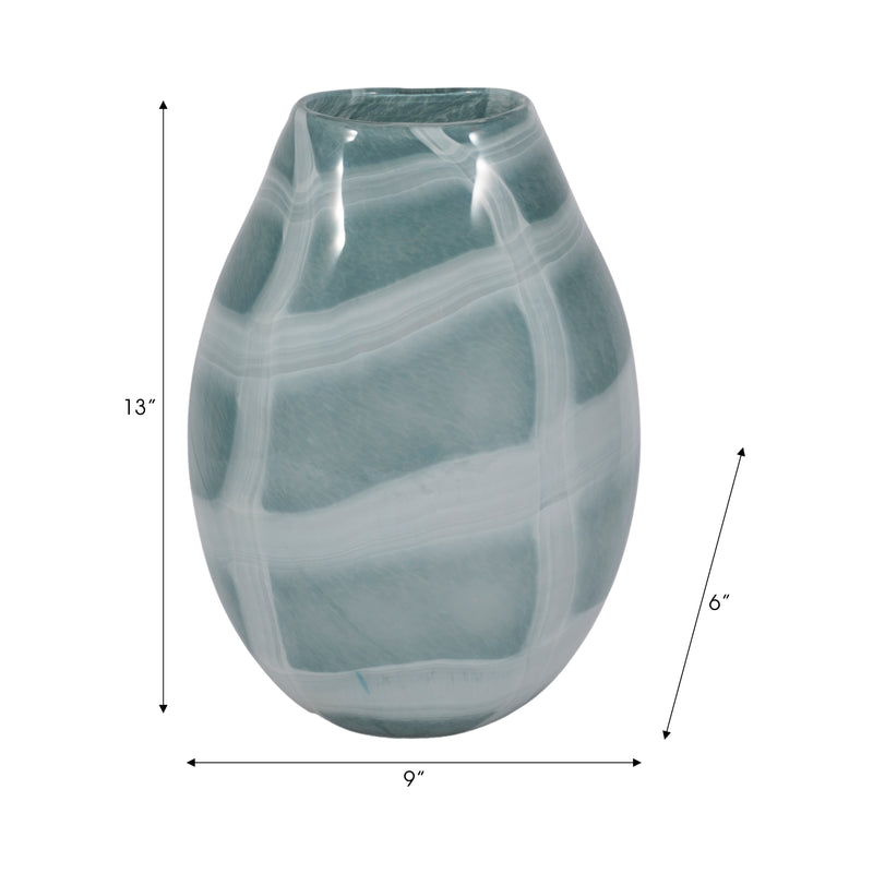 12 Slim Swirled Vase, Blue/white