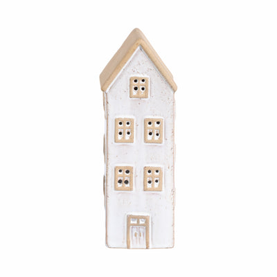 10x3 Narrow House Tealight Holder, Ivory