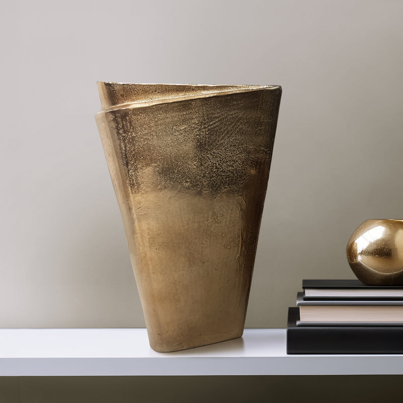 16 Balee Metal Origami Vase, Champagne