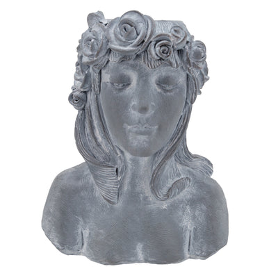 RESIN, 19 LADY W/ ROSES, GRAY