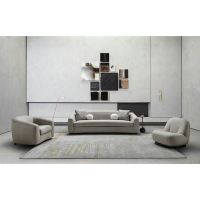 Boucle Leather 3 Seater Sofa (250cm)