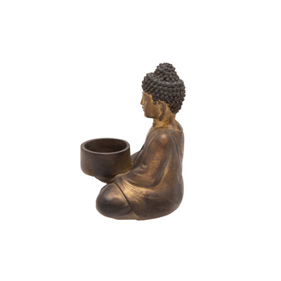 Resin Sitting Buddha Tealight, Copper