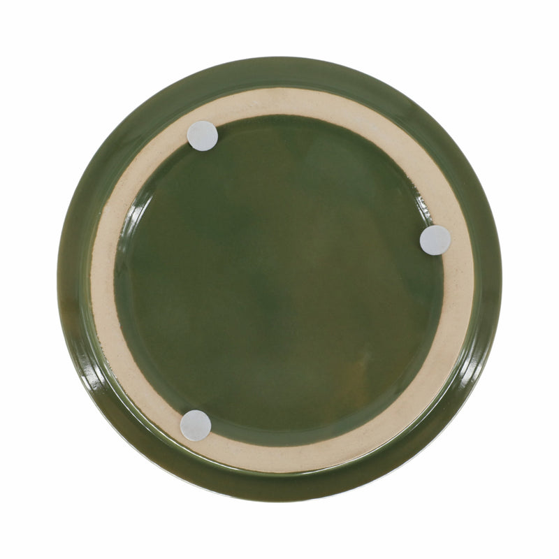 CER,  S/2  5/6 X-PLANTER W/ SAUCER,  OLIVE