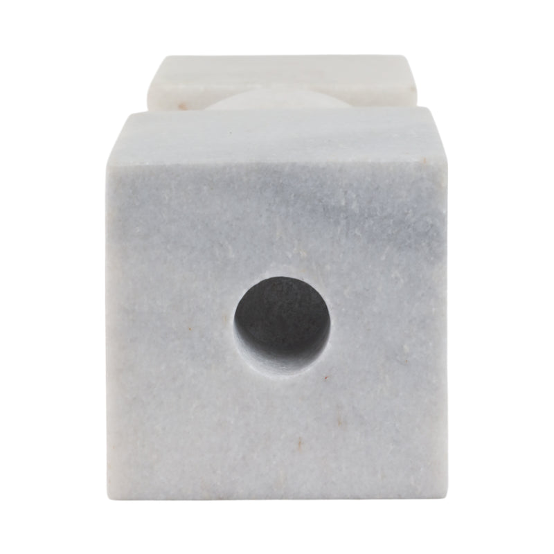 9x3 Chunky Marble Taper Holder, White