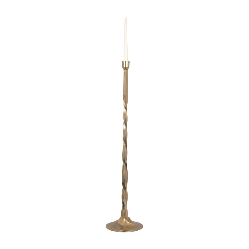 METAL, 36 TWISTED FLOOR TAPER CANDLEHOLDER, GOLD