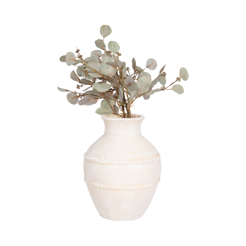 14 Traditional Textured Terracotta Vase, Ivory