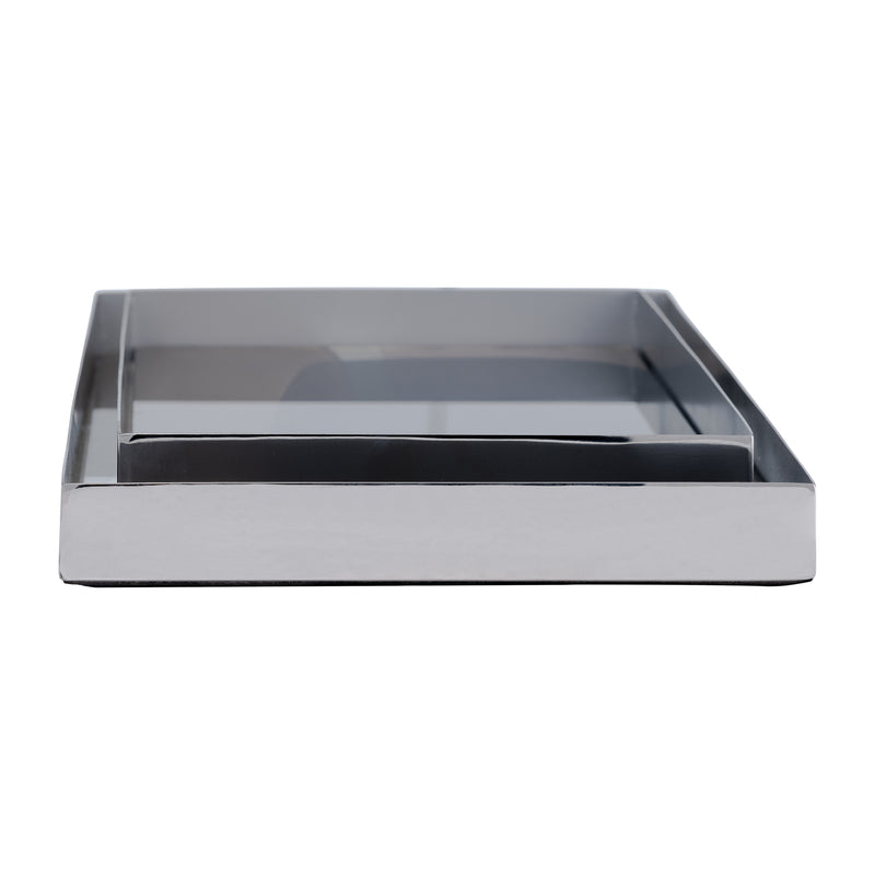 S/2 16/20L, Metal/Glass Tray, Nickel/Multi