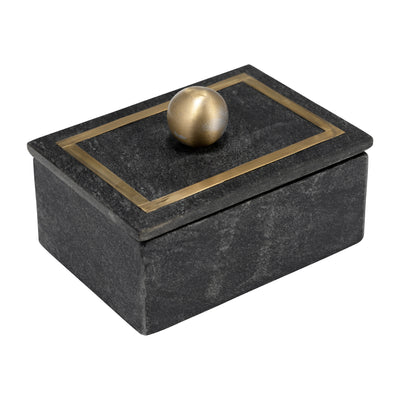 Marble, 7X5 Rectangular Box - Knob, Black