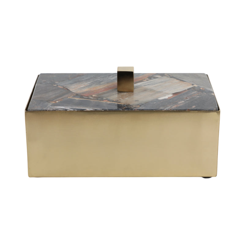 8x5 Petrified Wood Top Box, Black/gold