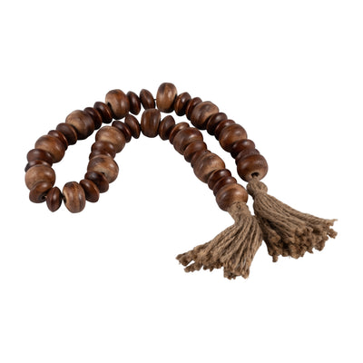 WOOD, 26 FLAT BEADS GARLAND, NATURAL