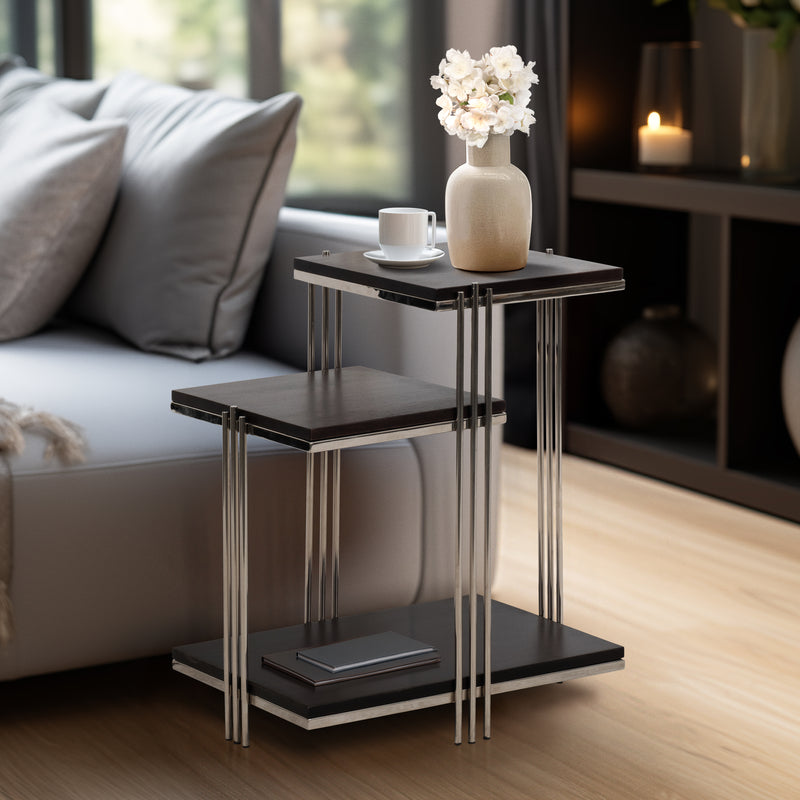 Metal/wood, 24 Three Tier Side Table