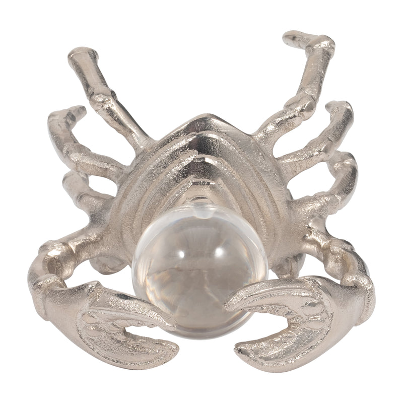 Metal, 7 Dancing Crab W/ Acrylic Ball, Silver