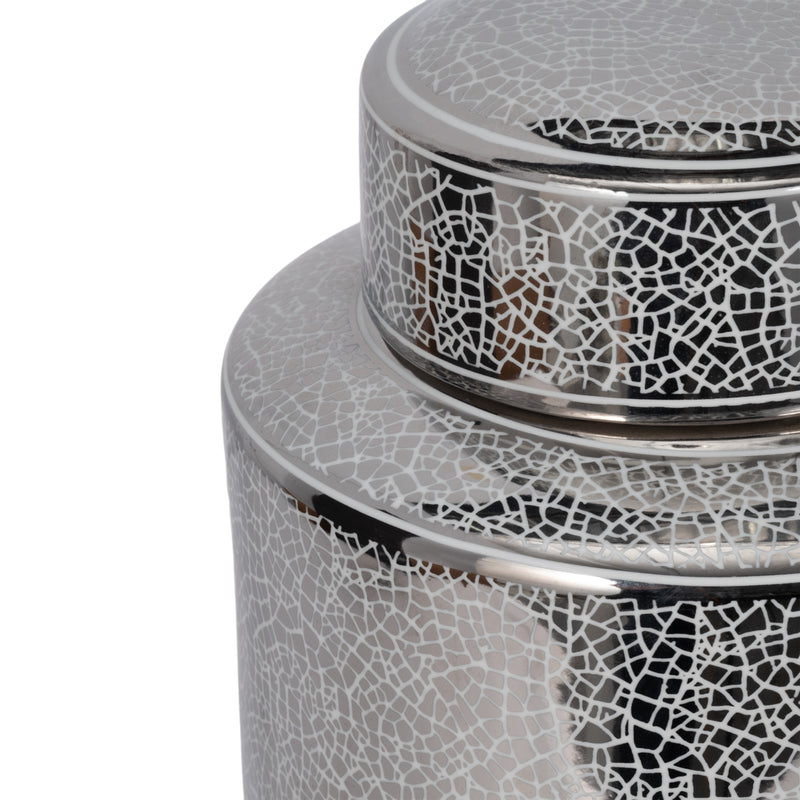 CERAMIC 16 JAR, CRACKLE SILVER