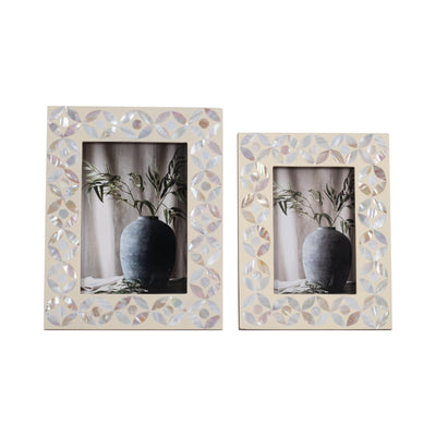 5x7 Mother Of Pearl Photo Frame, Ivory