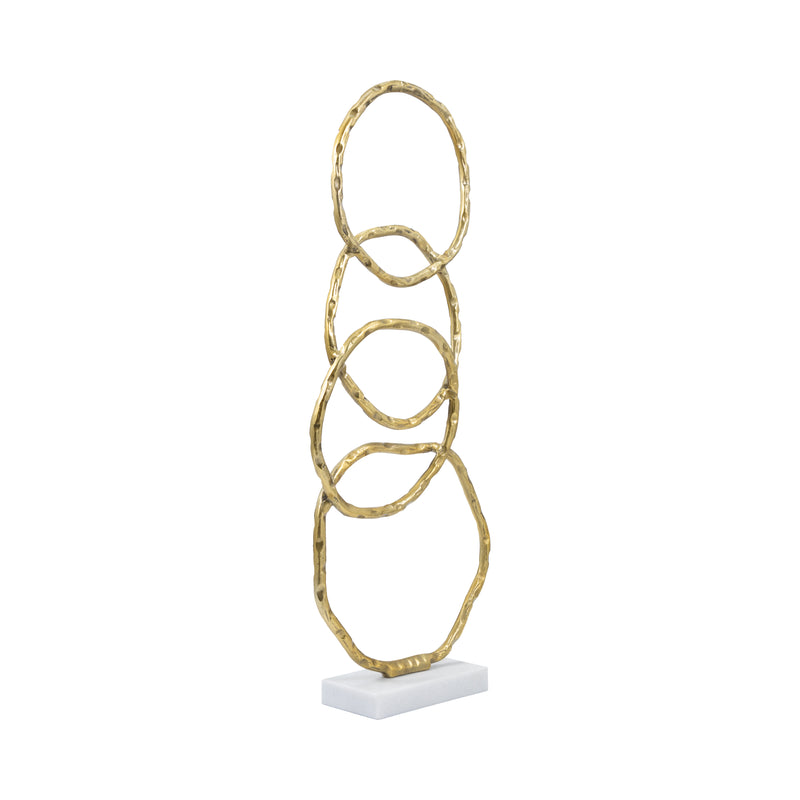 Metal, 31 Multiple Ring With Marble Base, Gold