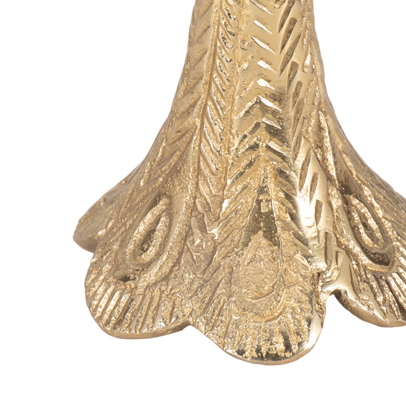 10 Peacock Taper Candle Holder, Gold