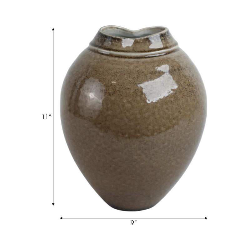 11 Callen Wide Porcelain Vase, Brown