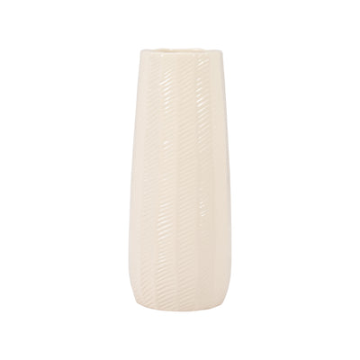 CER, 12 ETCHED LINES CYLINDER VASE, COTTON