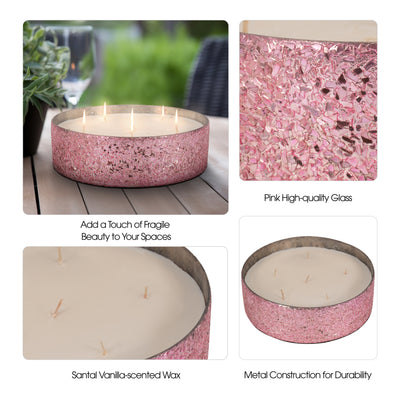 Glass, 8 49 Oz Crackled Bowl Scented Candle, Pink