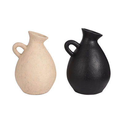 TERRACOTTA, 19 ORGANIC JUG WITH HANDLE, BLACK