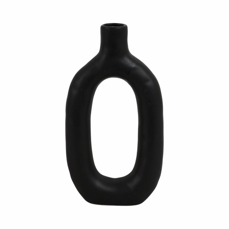 CER, 9 TEXTURED CUT-OUT VASE, BLACK