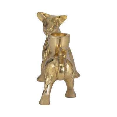 8 Fox Taper Candle Holder, Gold