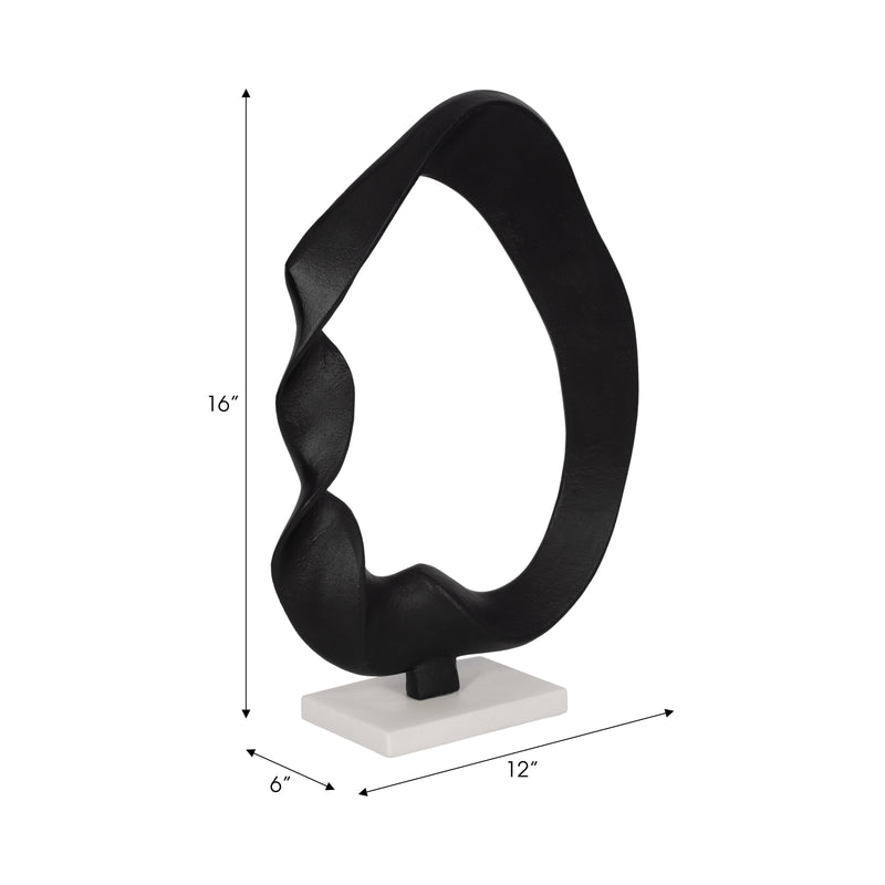 16 Twisted Sculpture On Marble Base, Black/white