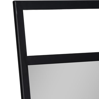 63 Standing Mirror W/ Hooks, Black