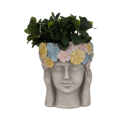 11 Face Planter With Flower Crown, Grey/multi