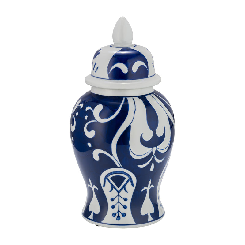 EC CER,14 WHITE/BLUE TEMPLE JAR