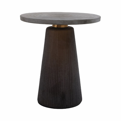 Glass, 18 Accent Table W Brass Base, Smokey Brown