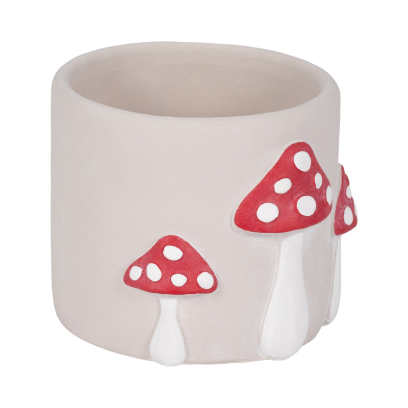 6 Magic Mushroom Applique Planter, Red/white