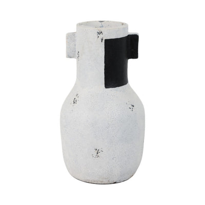 14 Black Patch Modern Terracotta Vase, Ivory/blk