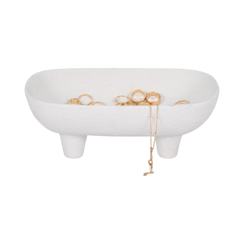 10 Footed Rounded Rectangle Bowl, White