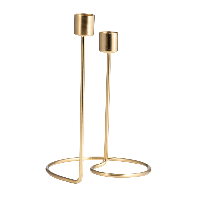 METAL, 8 SWIRLY 2-TAPER CANDLEHOLDER, GOLD