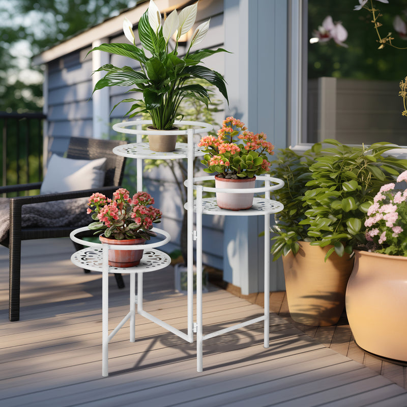 Metal, 22 Folding 3-tier Plant Stand, White