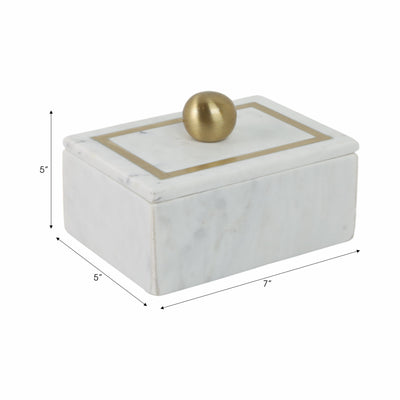 Marble, 7X5 Rectangular Box - Knob, White