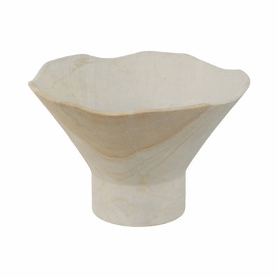 9 Sandstone Pedestal Bowl, Tan