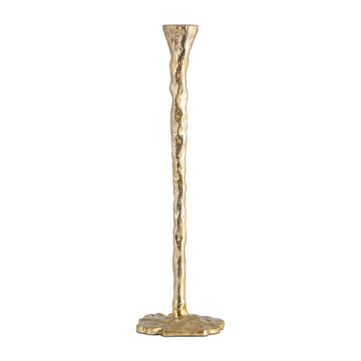 METAL, 11 FORGED TAPER CANDLEHOLDER, GOLD