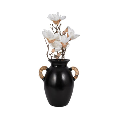 Terracotta, 12h Eared Vase, Black