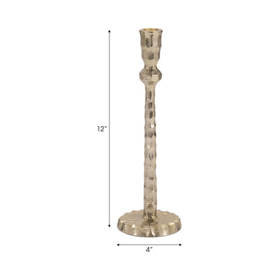 METAL, 12 HAMMERED TAPER CANDLEHOLDER, GOLD