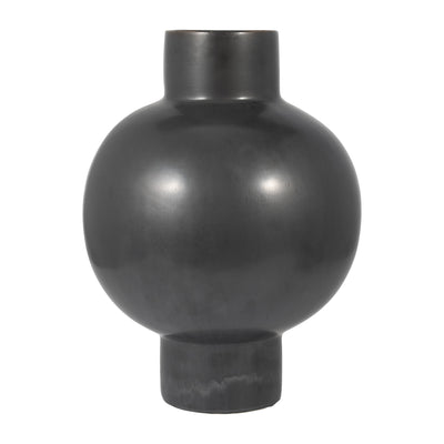 CER, 18H BUBBLE VASE, BLACK VOLCANIC