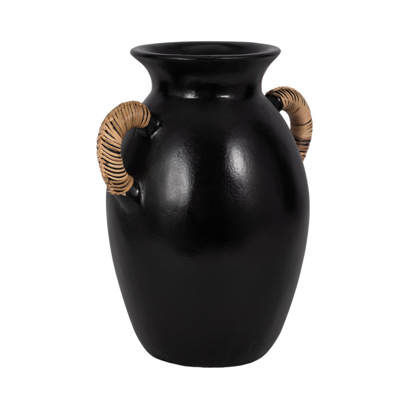 Terracotta, 12h Eared Vase, Black